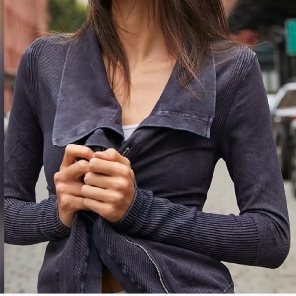Free People Movement Mercury Moto Zip Seamless Jacket Size M/L Athletic Biker